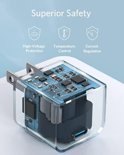 Dual Pack Anker 20 W USB-C Fast Charger with Foldable Plug – Ultimate Compact Travel Adapter for i Phone 16/15, Galaxy, Pixel, i Pad – Enhanced Power Delivery and Safety Features, Ideal for On-the-Go Charging Solutions