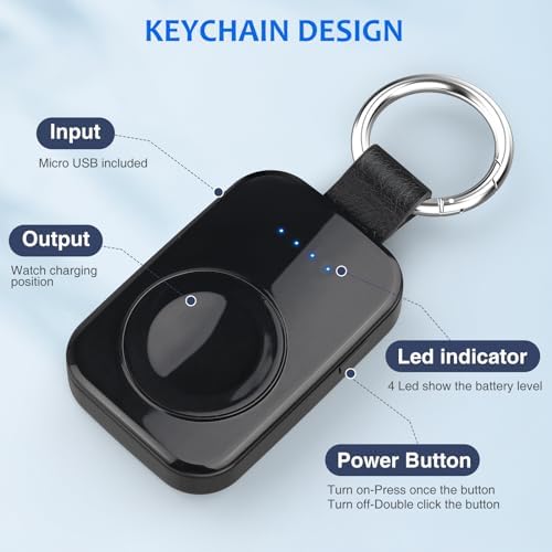 i.VALUX Compact Wireless Charger for Apple Watch – Keychain-Friendly 1000 m Ah Power Bank, Fast Magnetic Charging for Series 10/9/8/Ultra/7/6/5/4/3/2/SE – Perfect Travel Companion & Birthday Gift for Her – Sleek White Design