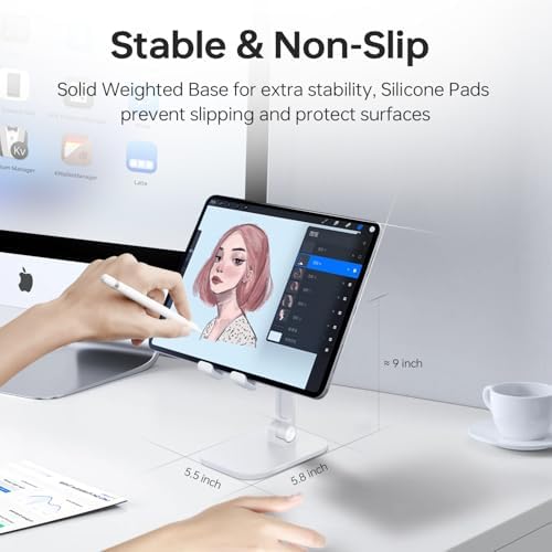 Foldable Phone Stand for Desk – Adjustable Height & Angle Cell Phone Holder, Portable Tablet Stand with Anti-Slip Base for Home, Office, and Travel, Compatible with iPhone & All 4-11″ Devices (Black) – Enhanced Compatibility and Speed