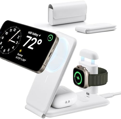 ESR Qi2 All-in-One 3-in-1 Charging Station for Apple Devices – Fast 15 W Mag Safe Charger, Certified Apple Watch & Air Pods Power Hub, Ideal Travel Companion for i Phone 16/15/14/13/12 Series, Sleek Black Design with Travel Bag Included – Maximizing Efficiency and Style