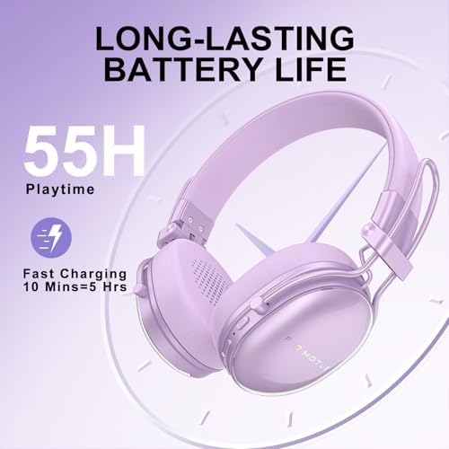Premium Bluetooth On-Ear Headphones with Active Noise Cancellation: Exceptional Hi-Res Audio Experience, Up to 55 Hours Battery Life, Ultra-Lightweight Comfort, Foldable Design for Effortless Travel, Enhanced Device Compatibility for Home and Office, Elegant White Aesthetic