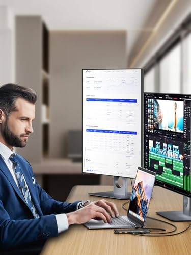 Elevate Your Productivity with the Lemorele 6-in-1 Dual Monitor Docking Station – Ultimate USB C Hub Adapter Featuring Dual 4 K HDMI, Lightning-Fast 5 Gbps USB 3.0 Ports, and 100 W Power Delivery for Laptops like Dell, Lenovo, HP, Mac Book, and Surface – Effortless Plug and Play Connectivity for a Streamlined Workspace Experience