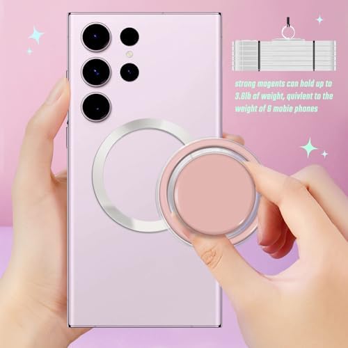 Mag Safe-Compatible Pink and Transparent Collapsible Phone Grip Stand – Stylish Mobile Holder for Hands-Free Use with Smartphones and Tablets – Secure, Lightweight, and Portable Accessory for Enhanced Viewing Experience
