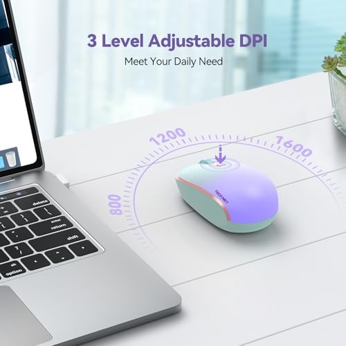 TECKNET 2.4 GHz Wireless Mouse – Ultra-Quiet & Portable Computer Companion with Adjustable DPI, USB Receiver, and Ergonomic Design for Seamless Use Across Chromebook, Laptop, PC & Mac – Enhance Productivity Effortlessly