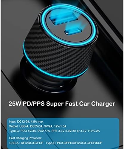 25 W Ultra-Fast Type C Wall and Car Charger Combo for Samsung Galaxy S25, S24, S23, S22, i Phone 16/15 Pro Max, Pixel 8/7/6 a – High-Speed USB-C Charging Kit with Premium Cable for Maximum Device Compatibility and Rapid Power Delivery