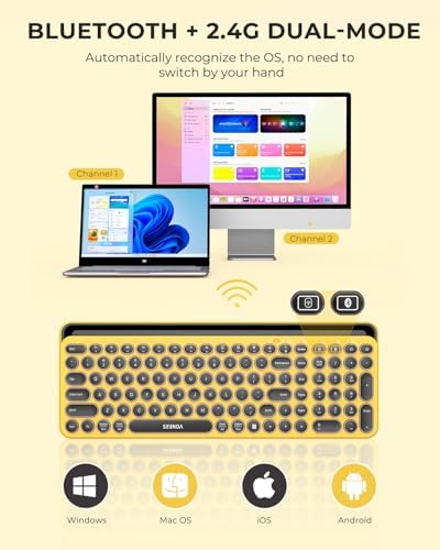 Elevate Your Typing with the Stylish seenda Bluetooth Typewriter Keyboard in Barbie Purple – Multi-Device Compatibility for i Pad, Android, Mac & Windows with Full Number Pad and Tablet Holder for Enhanced Productivity!