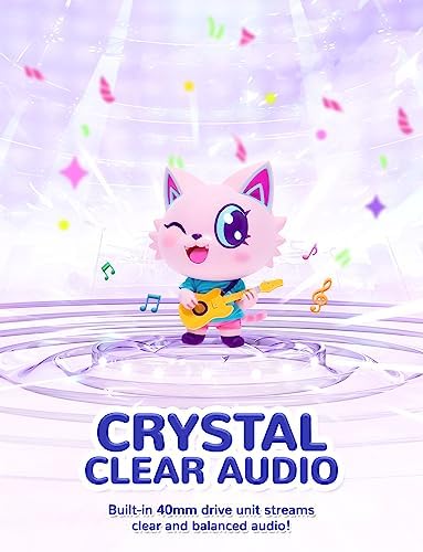 Colorful LED Cat Headphones for Kids – Safe 85 d B Volume Limit, USB-C Compatible, Perfect for Travel & Learning, Premium Stereo Sound for Tablets & i Pads, Durable & Stylish Design