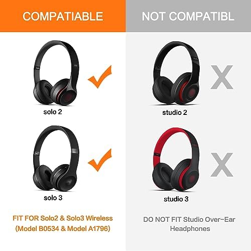 Upgrade Your Beats Solo 2 & 3 Experience with GVOEARS Premium Thicker Memory Foam Ear Pads – Exceptional Comfort & Noise Isolation, Durable 3 M Adhesive for Secure Fit, Stylish Grey Cushions for Enhanced Audio Performance and Long-Lasting Use – Perfect Headphone Accessories for Wireless & Wired Models