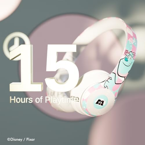 Monsters, Inc. Bluetooth Over-Ear Headphones – Immersive Audio Quality with Built-In Microphone, 15-Hour Wireless Playtime – Ultimate Disney Gift for Pixar Fans and Music Aficionados of All Ages