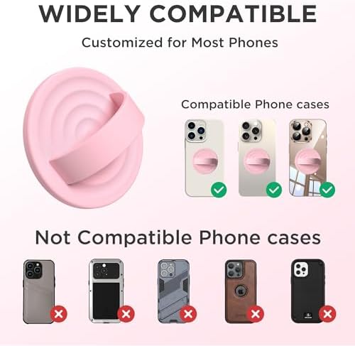Upgraded Magnetic Phone Grip for i Phone: Premium Silicone Loop Holder with Mag Safe Compatibility – Ergonomic 360-Degree Stand, Non-Slip Design in Sleek Black for Enhanced Comfort and Secure Handling on i Phone 16/15/14/13/12 Pro Max/Plus