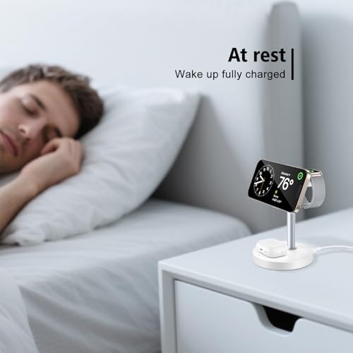 Revolutionize Your Charging Experience with the Mag-Safe 3-in-1 Wireless Charging Station – Fast 15 W Magnetic Charger for i Phone 12-16, Apple Watch, and Air Pods – Sleek Black Design Perfect for Nightstands and Desks – Ideal Gift for Tech Enthusiasts – Enhanced Compatibility for Effortless Power Management