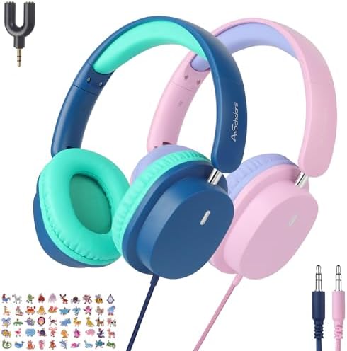 Vibrant Over-Ear Headphones for Kids – 5-Pack Foldable Wired Earphones with 3.5 mm Jack – Ideal Audio Solution for Classrooms, Travel, and Online Learning – Lightweight, Durable, and Engaging Colors for Young Learners
