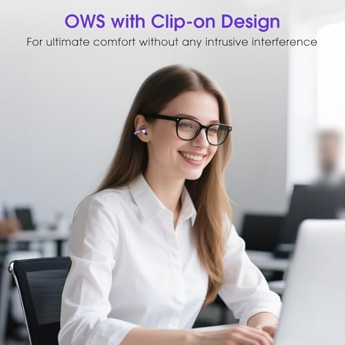 Lightweight Clip-On Bluetooth Earbuds with 50-Hour Battery Life – Waterproof Open-Ear Headphones for Sports and Workouts, Perfectly Designed for Glasses Wearers with Anti-Drop Technology and Seamless Connectivity