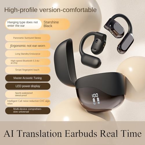 AI-Enhanced M62 V5.46 Wireless Earbuds: Transformative Real-Time Language Translation Earphones with Superior Bluetooth Compatibility for i Phone, Noise-Canceling Comfort, and Extended Battery Life for Adventurers and Language Learners