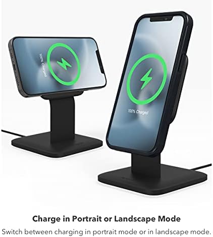 Mophie 15 W Fast Wireless Charging Stand – Premium Mag Safe & Qi-Compatible Charger for i Phone, Google Pixel, Samsung Galaxy – Sleek Ergonomic Design for Effortless Hands-Free Use & Enhanced Charging Efficiency