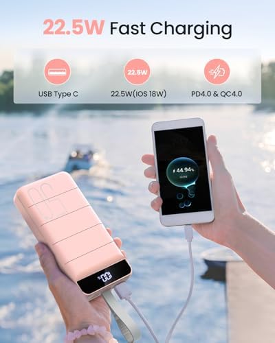 High-Capacity 50000 m Ah Portable Power Bank with Fast Charging 22.5 W – Multi-Device USB-C Battery Pack for i Phone, Samsung Galaxy & More – Ultimate Reliability for On-the-Go Charging
