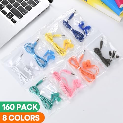 Engaging 50-Pack Kids Wired Earbuds for Classroom Learning | Durable, Lightweight 3.5 mm Headphones Compatible with Chromebooks & PCs | Vibrant Multi-Colored Earphones for Group Activities & Interactive Education