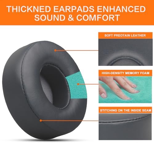 Upgrade Your Beats Solo 2 & 3 Experience with GVOEARS Premium Thicker Memory Foam Ear Pads – Exceptional Comfort & Noise Isolation, Durable 3 M Adhesive for Secure Fit, Stylish Grey Cushions for Enhanced Audio Performance and Long-Lasting Use – Perfect Headphone Accessories for Wireless & Wired Models