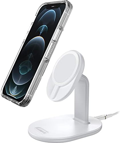 Otter Box Mag Safe Wireless Charging Stand – Sleek White Design for Fast Dual Device Charging – Effortlessly Power Your i Phone and Air Pods with Enhanced Stability and Style