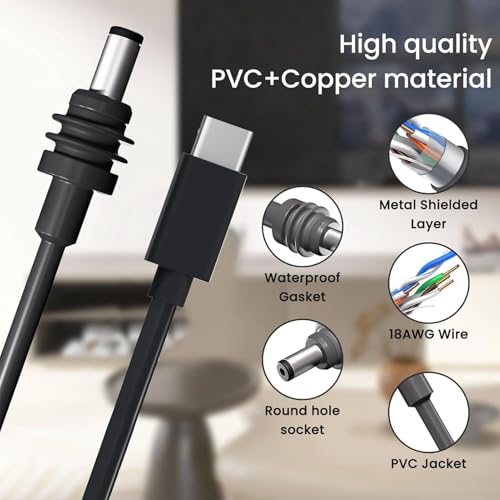 Zunate 32.8ft Mini USB C to DC Power Cable, 100W USB Type C Input to Jack Charging Cord, Replacement Cable for Mini Rectangular Satellite, 10m/32.8ft – Enhanced Compatibility and Speed