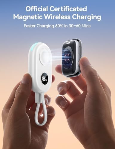 JOYROOM 2500 m Ah Magnetic Power Bank for Apple Watch – Ultra-Compact Travel Charger with Fast Charging for Series 9/8/7/6/SE/5/4/3/2/Nike/Ultra/Ultra 2 – Perfect On-the-Go Solution for Active Users and Adventurers