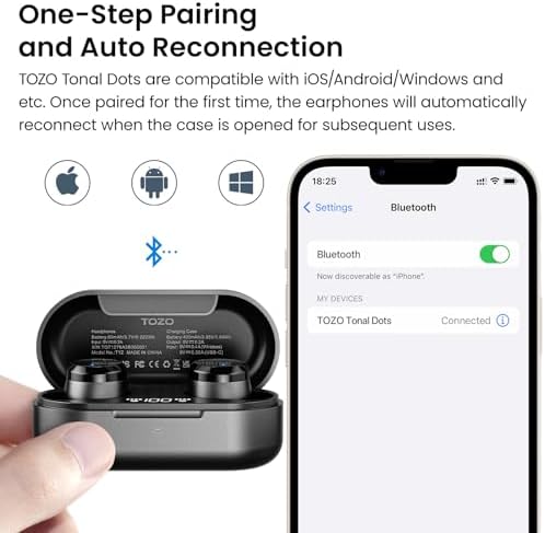 TOZO T12 Advanced Wireless Earbuds – Bluetooth 5.3 Noise Cancelling Headphones with ENC Mic, Unmatched 55-Hour Playtime, App-Customizable EQ, IPX8 Waterproof Protection, LED Display for Optimal Sound Experience – Perfect for Music Lovers and Active Lifestyles