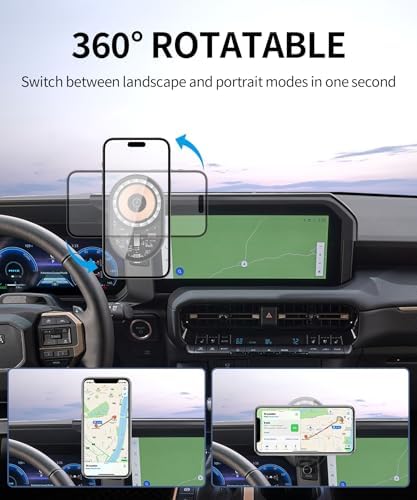 Wireless Charging car Phone Holder for Toyota Land Cruiser Prado 250 J250 LC250 2024 2025 Accessories 8/12.3 inch Screen Fixed Clip,360° Rotation car Phone Mount Compatible with MagSafe – Enhanced Compatibility and Speed