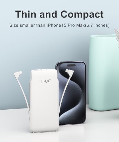 Dual 10000 m Ah Portable Power Bank Set with Built-In Cables and Fast Charging – Travel-Ready USB-C Charger for i Phone & Android Devices in Sleek White & Purple Design – Ultimate Compatibility for On-the-Go Power Solutions