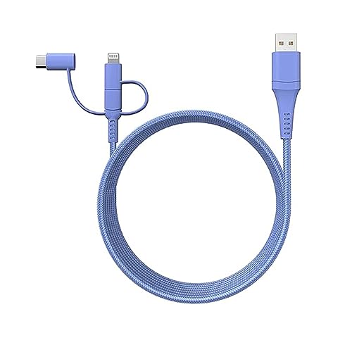 Versatile 3-in-1 Universal Charging Cable – 6 ft Nylon Braided Charger for i Phone, Android & More | Lightning, Type C & Micro USB Compatibility | Fast Charging Solution in Vibrant Tangerine for Ultimate Convenience and Style