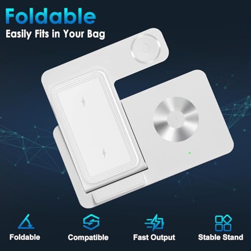Ultimate 3-in-1 Wireless Charging Station for i Phone 8-16, Apple Watch & Air Pods Pro – Fast, Stylish, and Compact Multi-Device Charger with Power Adapter for Effortless Charging Experience