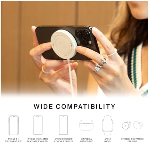 Native Union Snap Stand Magnetic Wireless Charger – Qi2 Certified & Mag Safe Compatible Fast Charging Station for i Phone 16/15/14/13 & Qi Devices – 15 W Power, Ergonomic Design, and Stylish Sandstone Finish for Seamless Use