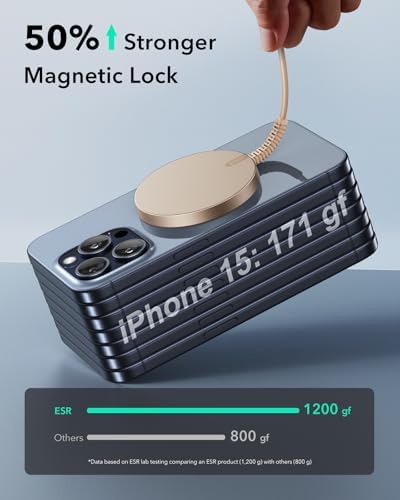 ESR Mag Safe 15 W Wireless Charger – Dual USB-C Charging Pad for i Phone 16 Pro Max, 16 Pro, 16, 16 Plus, 15, 14, 13, 12, and Galaxy S25 – Sleek Desert Titanium Finish – Effortless Magnetic Alignment for Air Pods Pro/3/4 – High-Speed Charging & Enhanced Device Compatibility