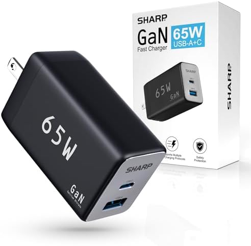 Rapid Charge 65 W USB-C Dual-Port Charger – Advanced Ga N Technology for Fast Power Delivery to Mac Book Pro, i Pad Pro, Galaxy S23, i Phone 15 & More – Compact & Foldable for On-the-Go Convenience – Modern White Design for Sleek Aesthetic – Perfect for Travelers & Busy Professionals