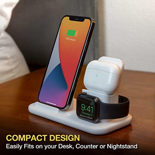 Transform Your Device Charging with Scosche CSQ3 N1-SP 3-in-1 Qi-Certified Wireless Charging Dock – Rapid Power for Smartphones, Apple Watch & Earbuds, Sleek Compact Design Ideal for Home or Office Use, Enhanced Compatibility & Cordless Convenience