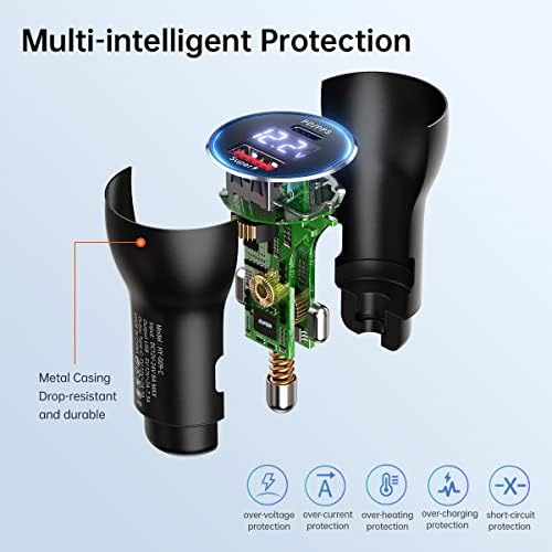 Ultra-Fast Dual Port One Plus Car Charger – 100 W PD Adapter with 2 Durable Cables for One Plus 13, 12, and More – Universal Compatibility with Samsung & i Phone – Compact Travel Essential for Rapid Charging on the Go – Built-in Safety Features for Overheating Protection