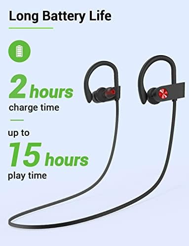 Stiive Bluetooth Sports Earbuds – IPX7 Waterproof Wireless Headphones with Noise Cancelling Mic, 16-Hour Playtime for Gym & Running – Stylish Red & Purple Design, Optimal Comfort for Active Lifestyles
