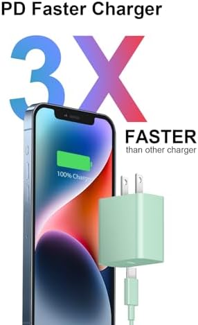 20 W PD USB-C Wall Charger with 6 FT Fast Charging Cable for i Phone 14/13/12/11/Pro/Pro Max/Mini/Xs Max/XR/X and i Pads – Rapid Power for Apple Devices with Enhanced Safety Features and Portability
