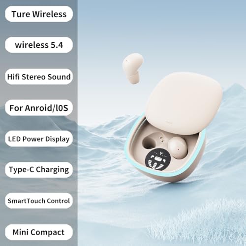 Ultra-Compact Wireless Sleep Earbuds | Advanced Bluetooth 5.4 Noise Cancelling Headphones for Side Sleepers | Immersive Hi-Fi Stereo & Deep Bass | Invisible White Comfort for Disturbance-Free Rest and Daily Use