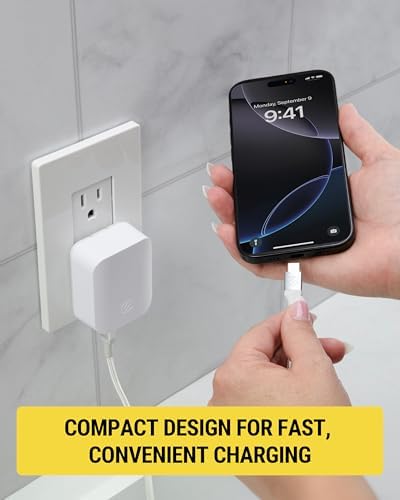 Scosche HPDC20-SP 20 W USB-C Fast Charger Mini Cube Wall Adapter – Ultra-Portable Power Delivery 3.0 for Swift Device Charging, 4 X Faster Charge Speed, Sleek Black Design for Enhanced Compatibility and Efficiency