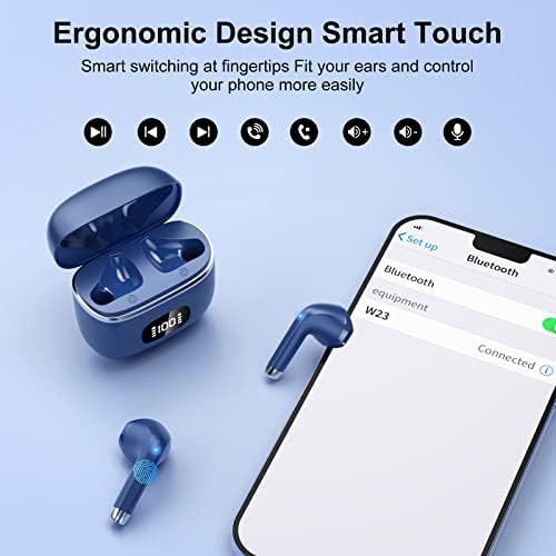 Premium Bluetooth 5.3 Wireless Earbuds – Deep Bass Stereo Sound, 40-Hour Playtime, IPX7 Waterproof, Noise-Cancelling Mic, LED Battery Display – Ultimate Compatibility for i OS & Android Users, Perfect for Active Lifestyles and Uninterrupted Listening