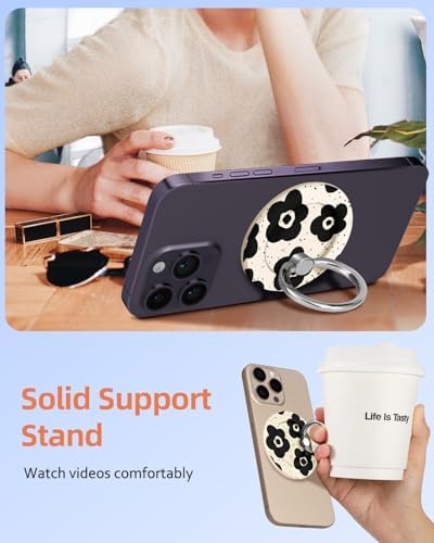 Tycamp Vintage Floral Magnetic Phone Grip – Chic Mag Safe-Compatible Ring Holder for i Phone 16/15/14/13/12 Series – Adorable & Practical Phone Stand for Women and Girls – Superior Grip for Safe Handling & Effortless Selfie Capture
