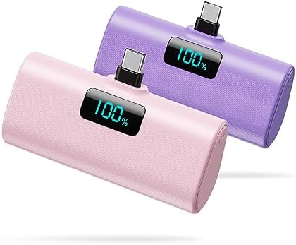 Dual-Pack Portable Power Bank for i Phone 16 Series – 5200 m Ah Fast Charging USB-C Battery Pack with Built-in Connector for i Phone 16/16 Plus/16 Pro/16 Pro Max/15 Series, Samsung & Android Devices – Lightweight Travel Charger for On-the-Go Convenience