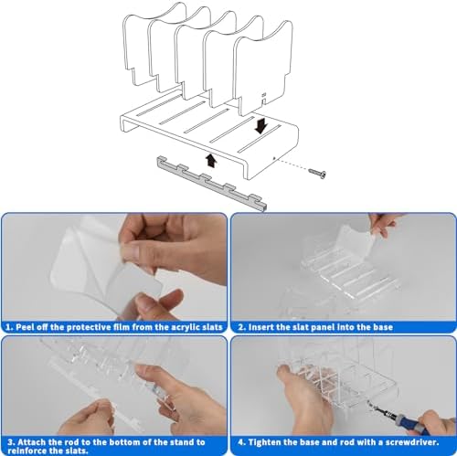 Sleek Acrylic Multi-Device Charging Stand – Black Organizer for Power Banks, Phones & Tablets – 4 Slot Desktop Holder with Enhanced Airflow for Rapid Charging & Tangle-Free Storage – Ideal for Home & Office Use