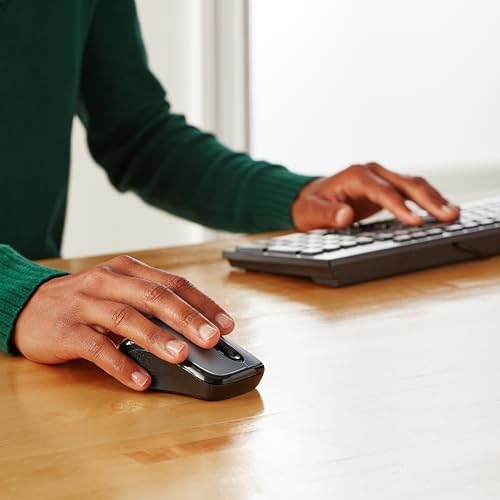 Wireless Silver Optical Mouse by Amazon Basics – 2.4 GHz Connection with USB Nano Receiver for Effortless Navigation and Ergonomic Comfort in Home & Office Use