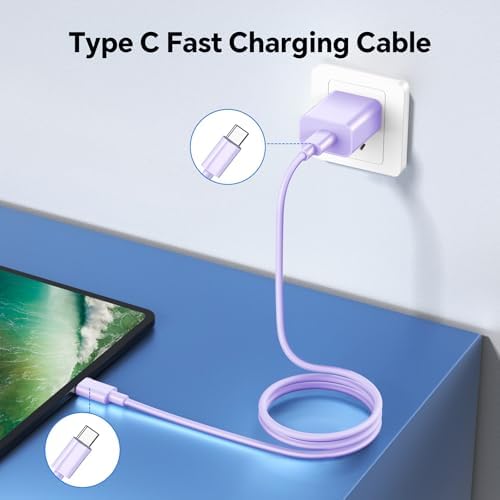 Premium 3-Pack 10 FT USB-C to USB-C Charging Cables – 60 W Fast Charge for i Phone 16 & 15, Samsung Galaxy S24/S23, i Pad Pro – Durable & Stylish in Purple, Pink, and Blue – Ultimate Compatibility for Multi-Device Charging Solutions