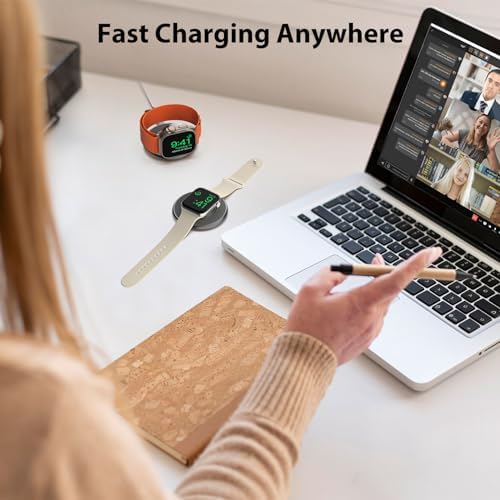 Ultra-Fast 5 W Wireless Charger for Apple Watch – Sleek Aluminum Alloy Magnetic Charging Station with USB-C Cable, Portable Design for All i Watch Series (Ultra/9/8/7/6/5/4/3/2/SE) – Ultimate Travel Companion for Quick Power-Up and Style