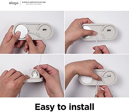 elago W Stand for Mag Safe Charging: Optimized Station for Apple Watch, i Phone 12-16 Series, and Air Pods – [Stone] – Enhance Your Charging Speed and Organization with Durable Design and Optimal Viewing Angle