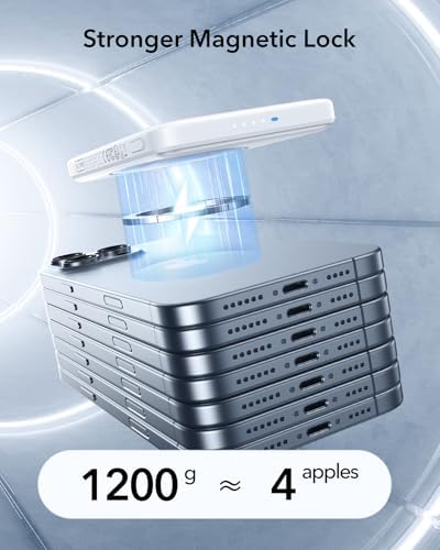 Ultra-Compact ESR Mag Safe Power Bank – 5,000 m Ah Fast Charging Battery Pack with Qi2 Certification – Slim 0.55 in Design for i Phone 16/15/14/13/12 – 15 W Wireless & 20 W USB-C Charger with Cable – Essential Travel Accessory for On-the-Go Power