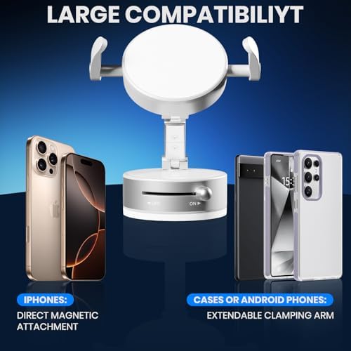 Revolutionary 360° Magnetic Vacuum Phone Holder – All-Surface Universal Smartphone Mount for Car, Gym, and Home Use – Advanced Clamping Technology for Unmatched Stability – Effortless Hands-Free Operation with Compact, Foldable Design – Ideal for Seamless Navigation and Accessibility – Elegant White Finish for Modern Aesthetics