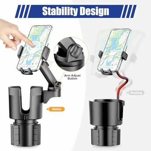 Ultimate 360° Rotating Cup Holder Phone Mount – Adjustable Smartphone Holder for Safe Driving in Trucks & Cars – Perfect Compatibility with i Phone & Android for Hands-Free Navigation and Calls – Enhanced Stability, Height Customization, and Durable Design for Daily Use